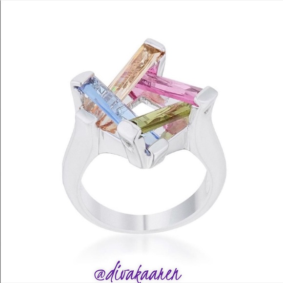 kate Bissett Jewelry - Unique Multicolor Zirconia Rhodium Ring